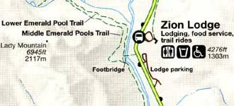 Emerald Pools trail map